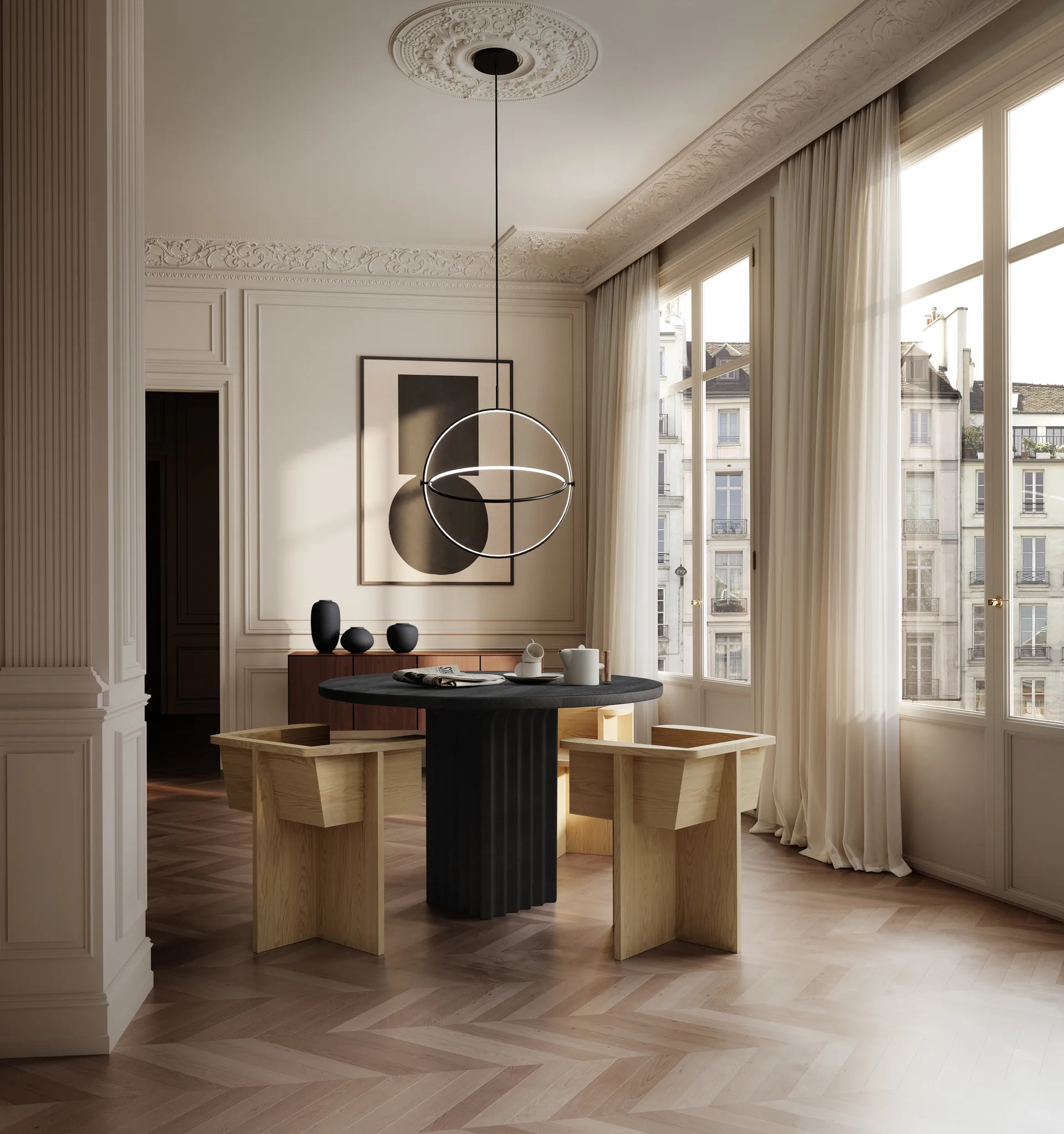 Arc matbord Ø120 cm, Coffee black oak 101 Copenhagen