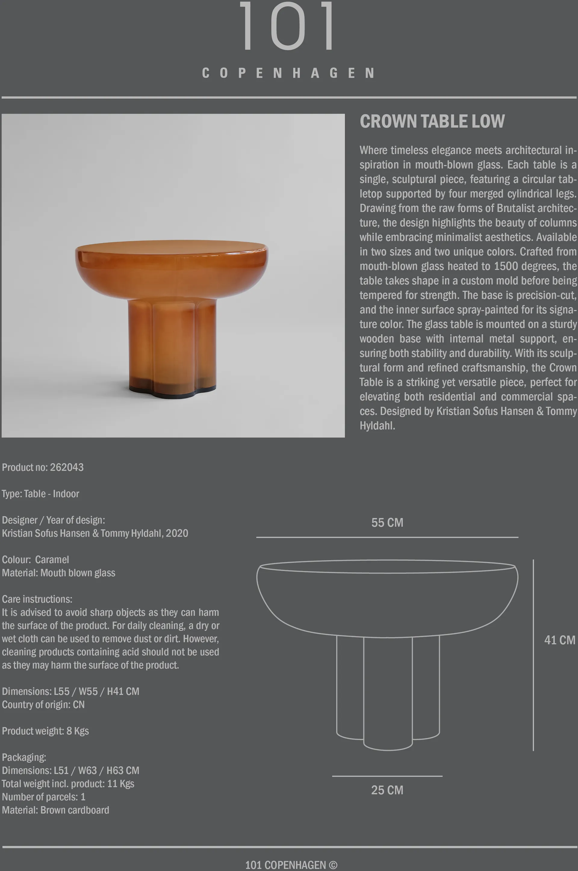 Crown sidobord low Ø65 cm, Caramel 101 Copenhagen