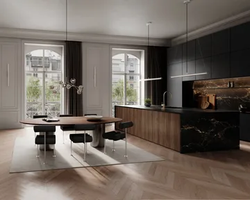 Hiro dining chair - Stainless steel-aniline leather black - 101 Copenhagen