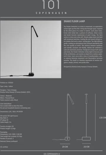 Snake golvlampa - Burned Black - 101 Copenhagen