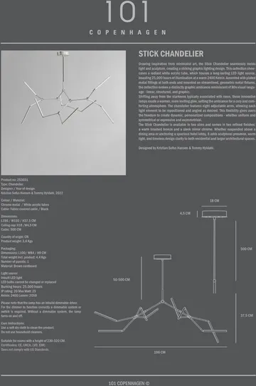 Stick chandelier takkrona - Chrome - 101 Copenhagen