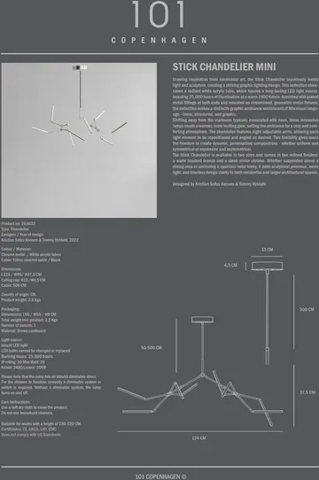 Stick chandelier takkrona mini - Chrome - 101 Copenhagen