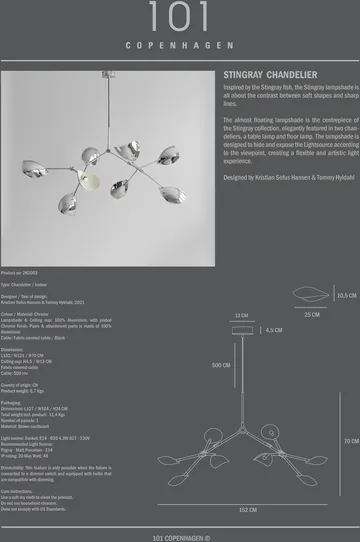 Stingray Chandelier takkrona - Chrome - 101 Copenhagen