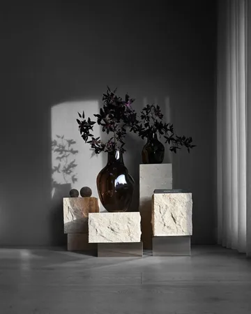 Temple sidobord tall 50x33 cm - Chrome-limestone - 101 Copenhagen