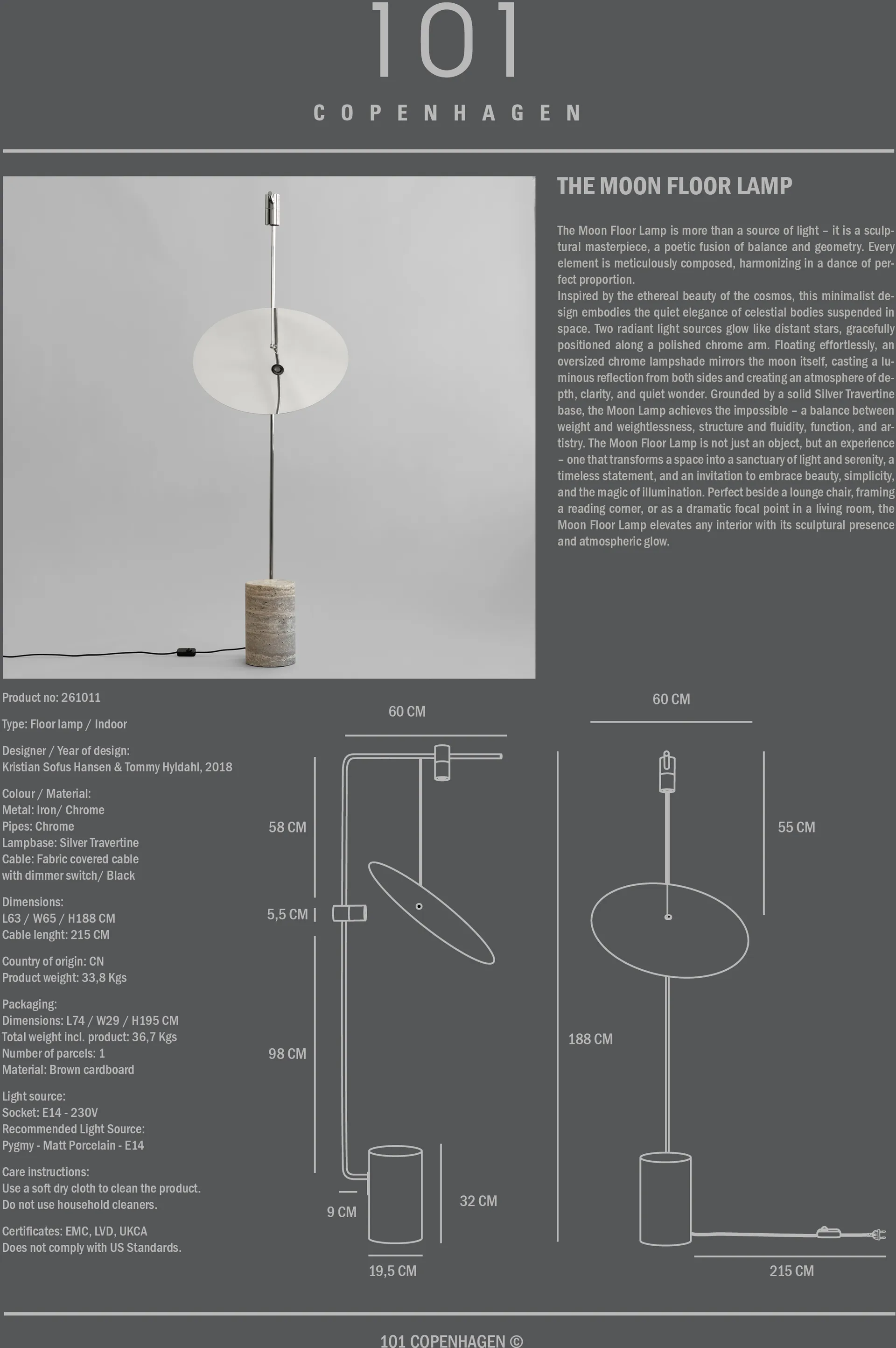 The Moon golvlampa, Chrome 101 Copenhagen