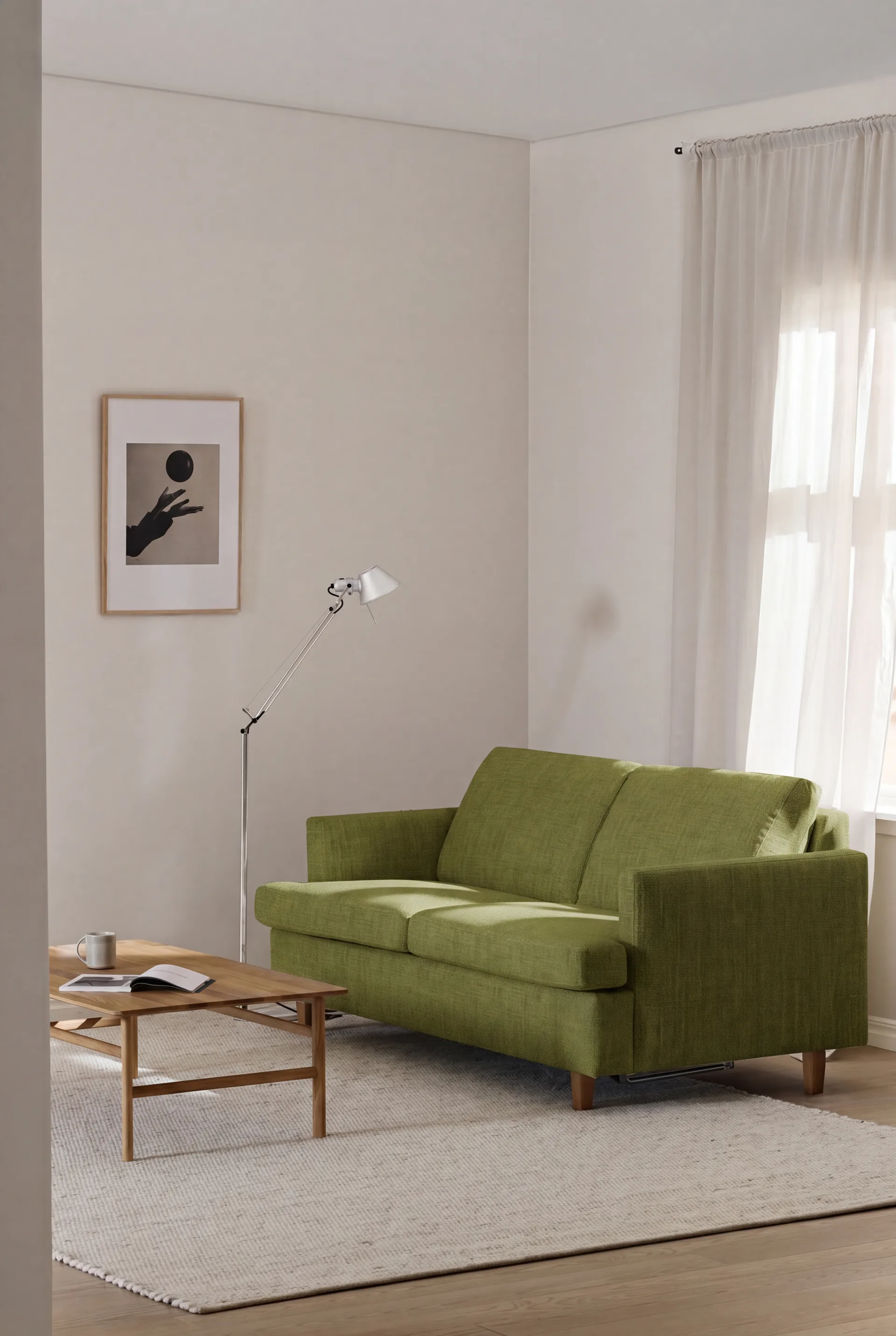 Binga 2,5-sits bäddsoffa, Luiza Green 3975-ekbetsad ask 1898