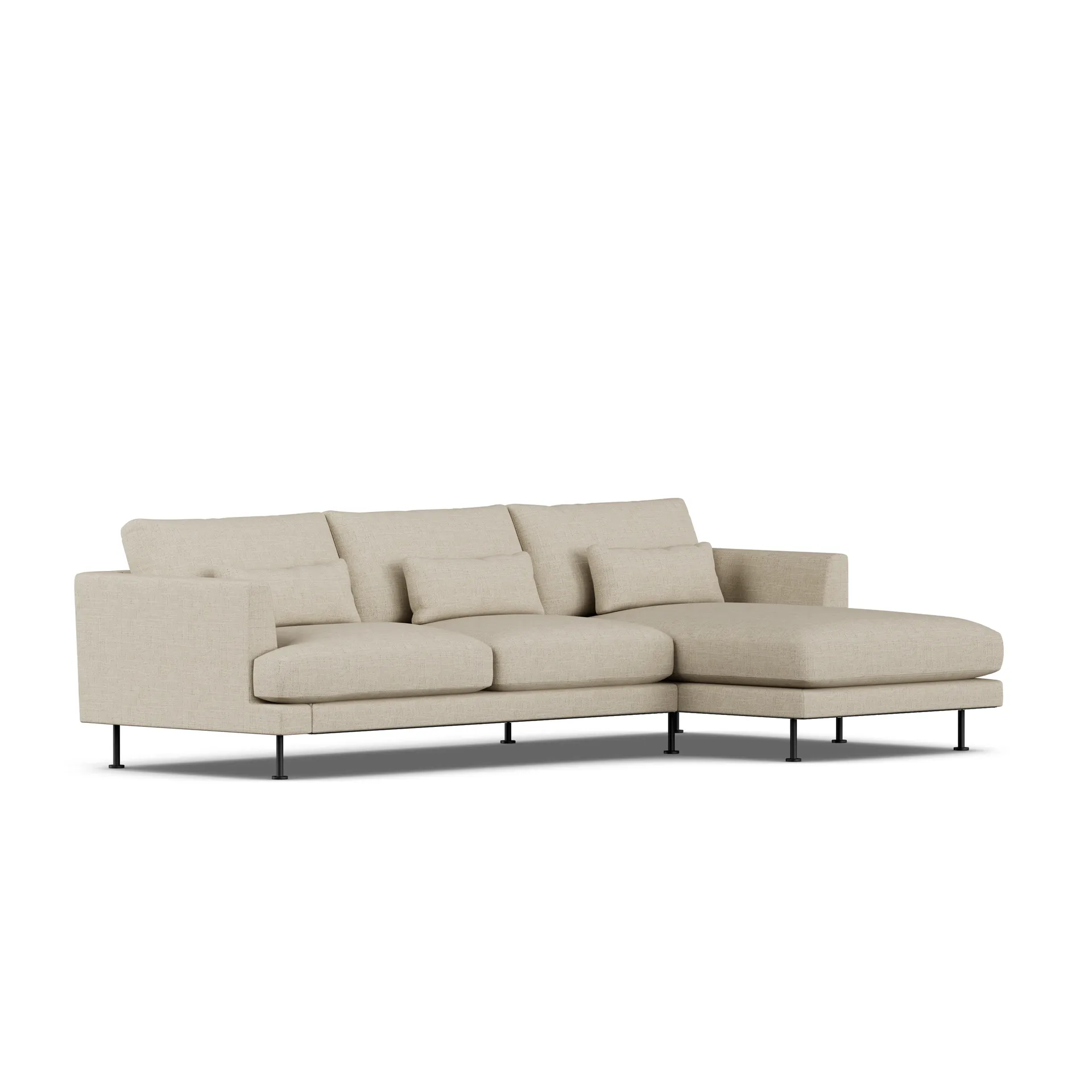 Bredhult soffa, Bern Beige 0341-svart stål, 2,5-sits C1 1898