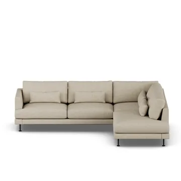 Bredhult soffa - Bern Beige 0341-svart stål, 3-sits A1 - 1898