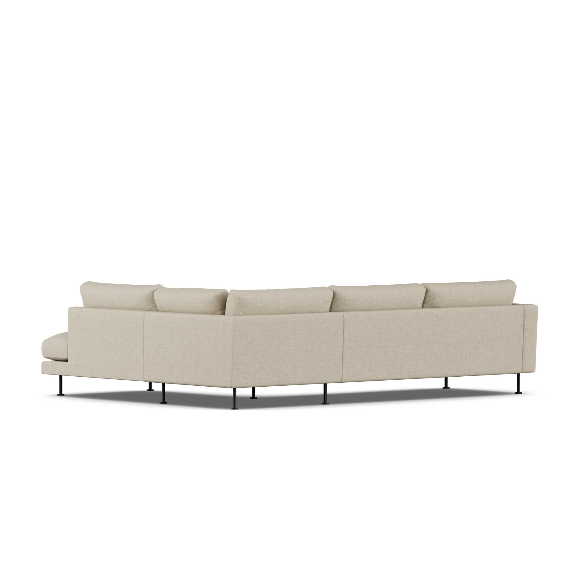 Bredhult soffa, Bern Beige 0341-svart stål, 3-sits A1 1898