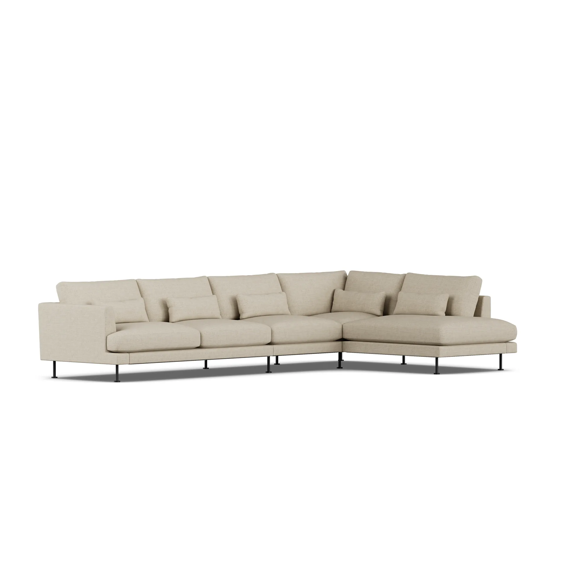 Bredhult soffa, Bern Beige 0341-svart stål, 4-sits B1 1898