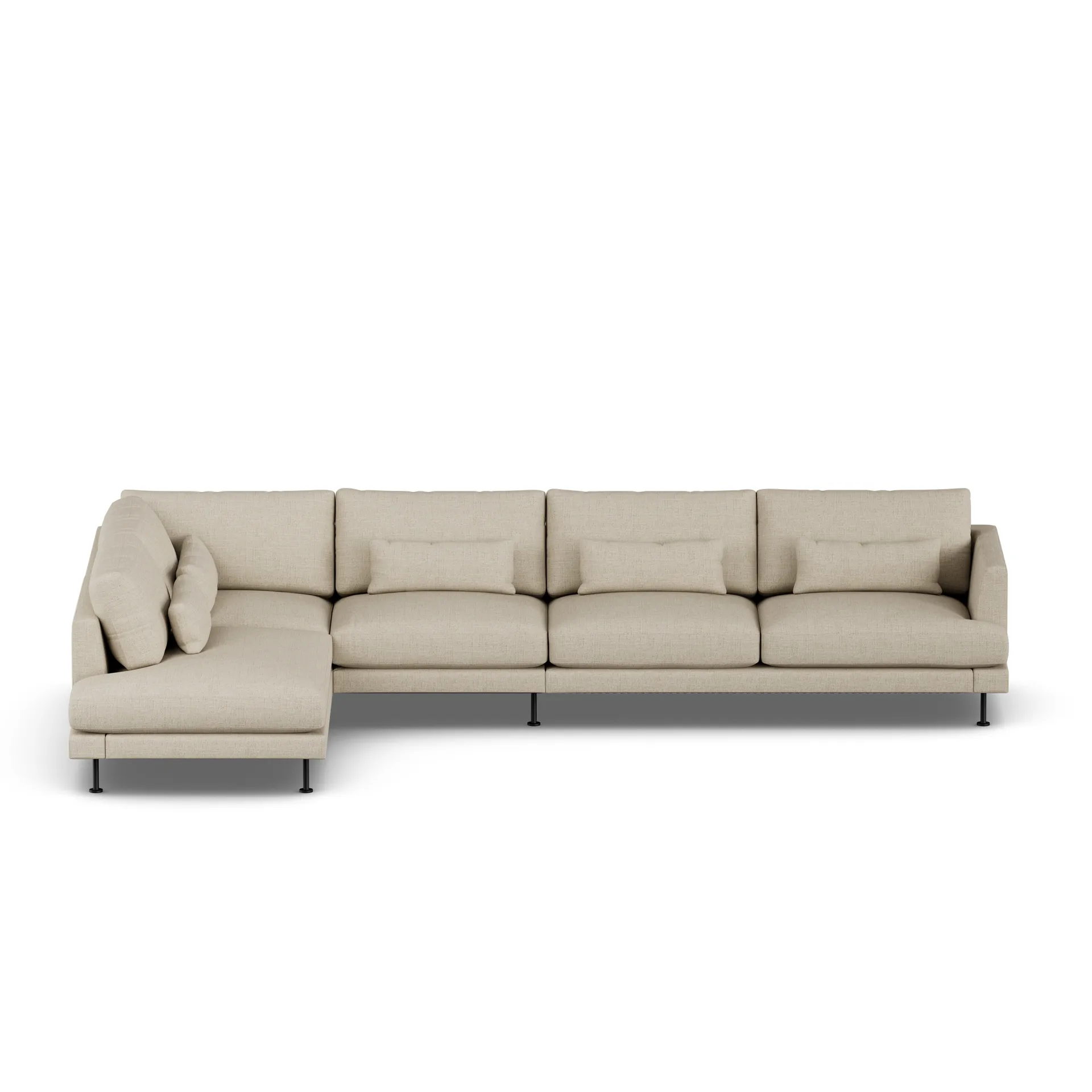Bredhult soffa, Bern Beige 0341-svart stål, 4-sits B2 1898