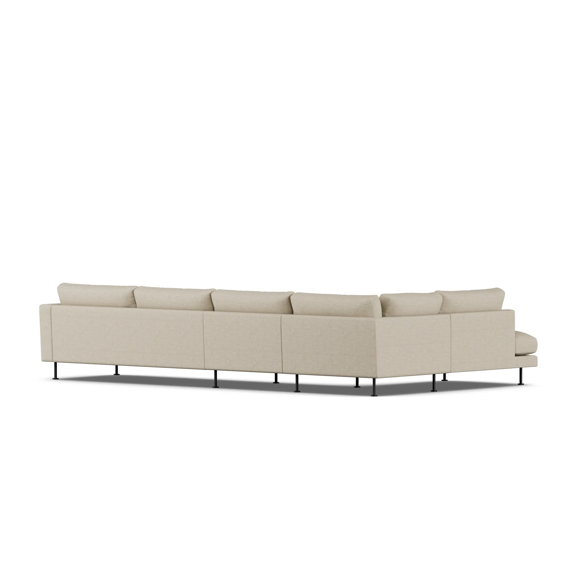 Bredhult soffa, Bern Beige 0341-svart stål, 4-sits B2 1898