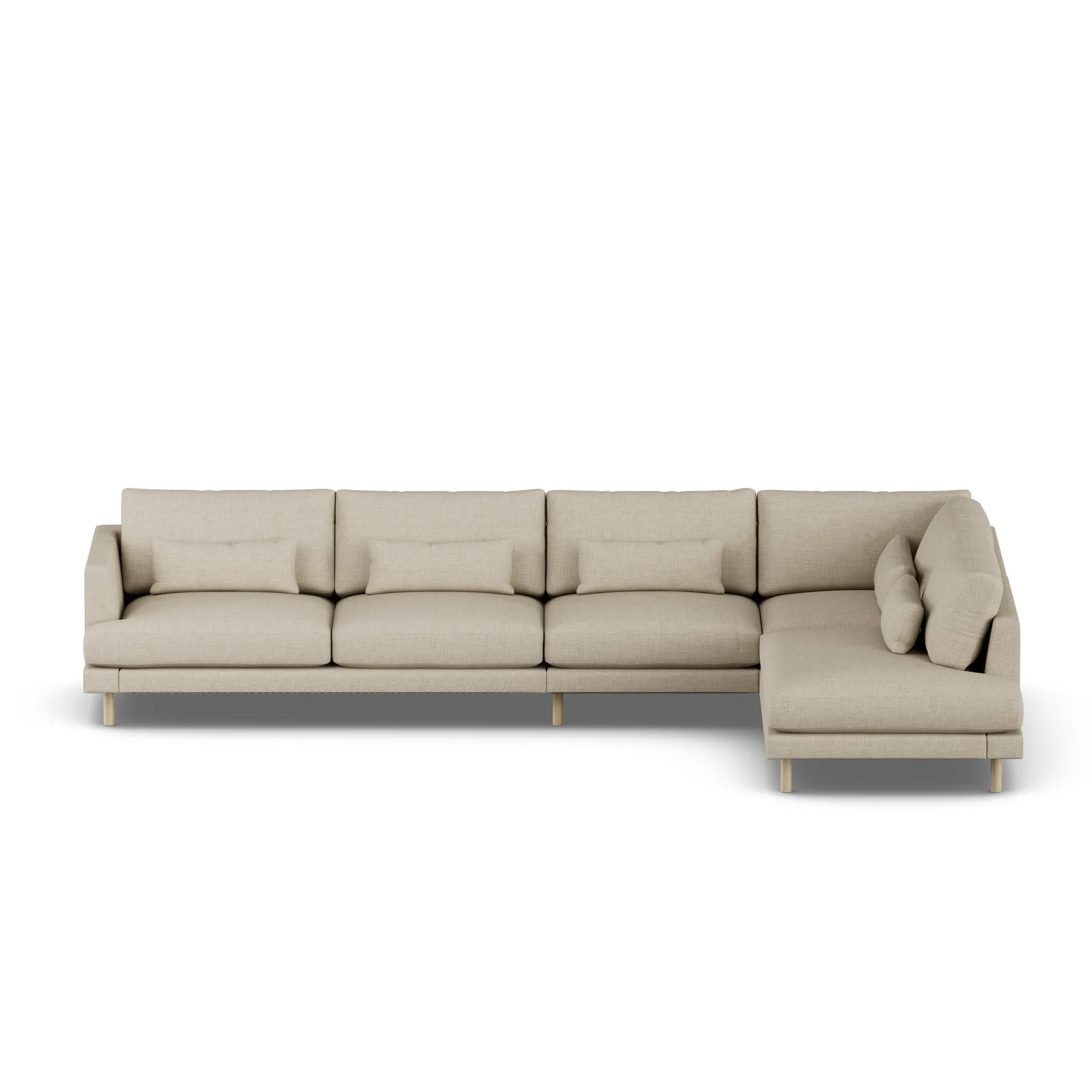 Bredhult soffa, Bern Beige 0341-vitoljad ek, 4-sits B1 1898