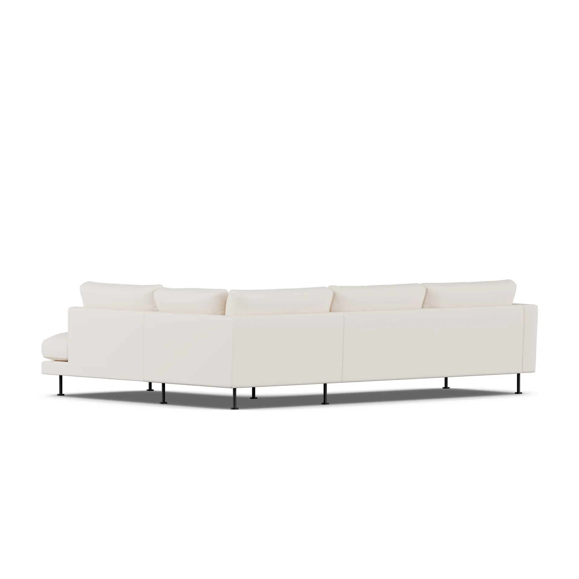 Bredhult soffa, Caleido Beige 9600-svart stål, 3-sits A1 1898