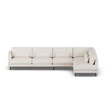 Bredhult soffa - Caleido Beige 9600-svart stål, 4-sits B1 - 1898