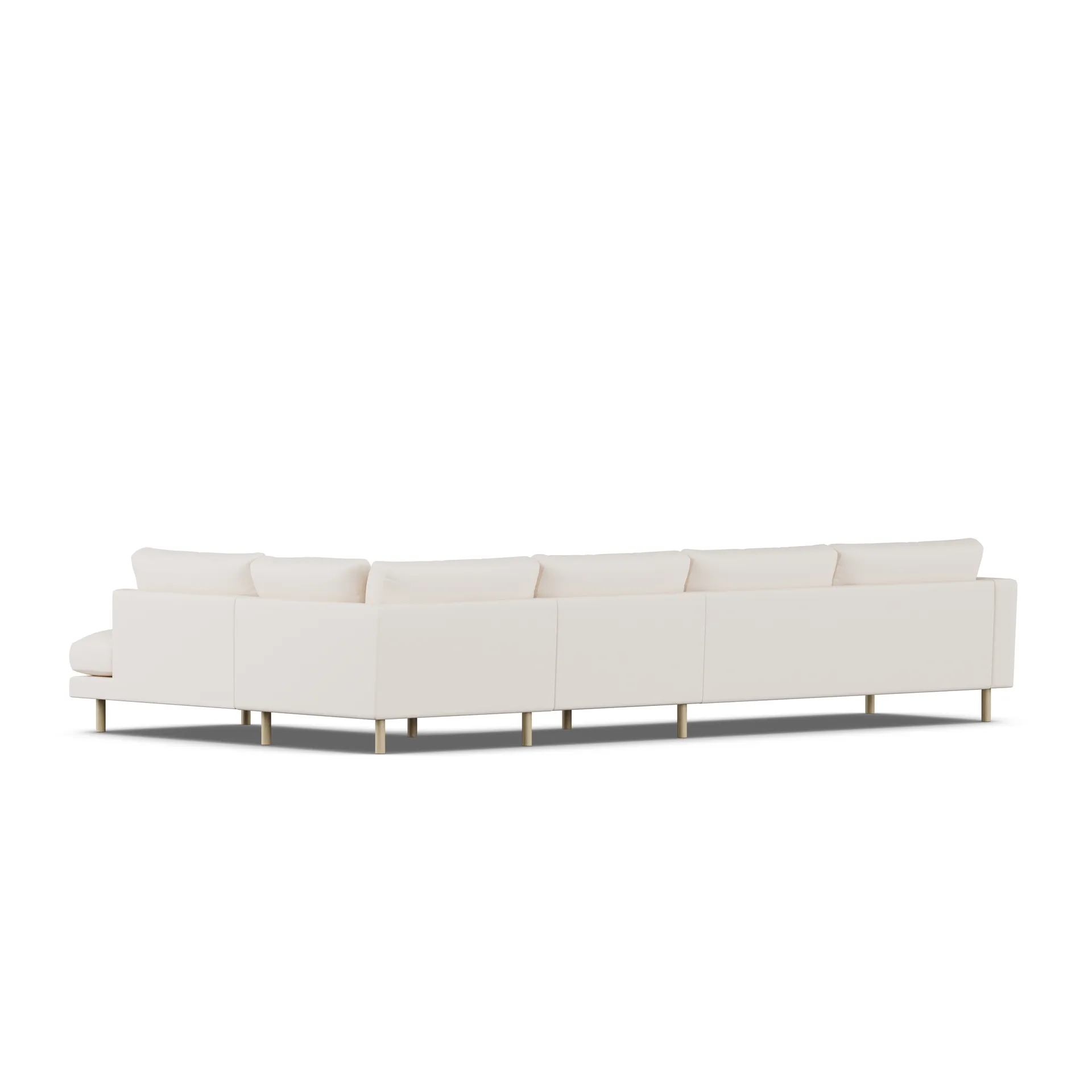 Bredhult soffa, Caleido Beige 9600-vitoljad ek, 4-sits B1 1898