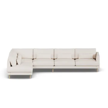 Bredhult soffa - Caleido Beige 9600-vitoljad ek, 4-sits B2 - 1898