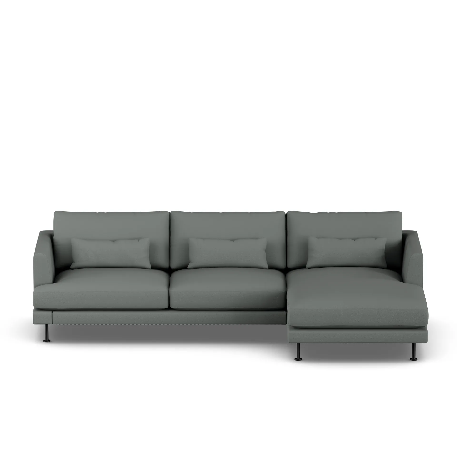 Bredhult soffa, Caleido Grey 1240-svart stål, 2,5-sits C1 1898