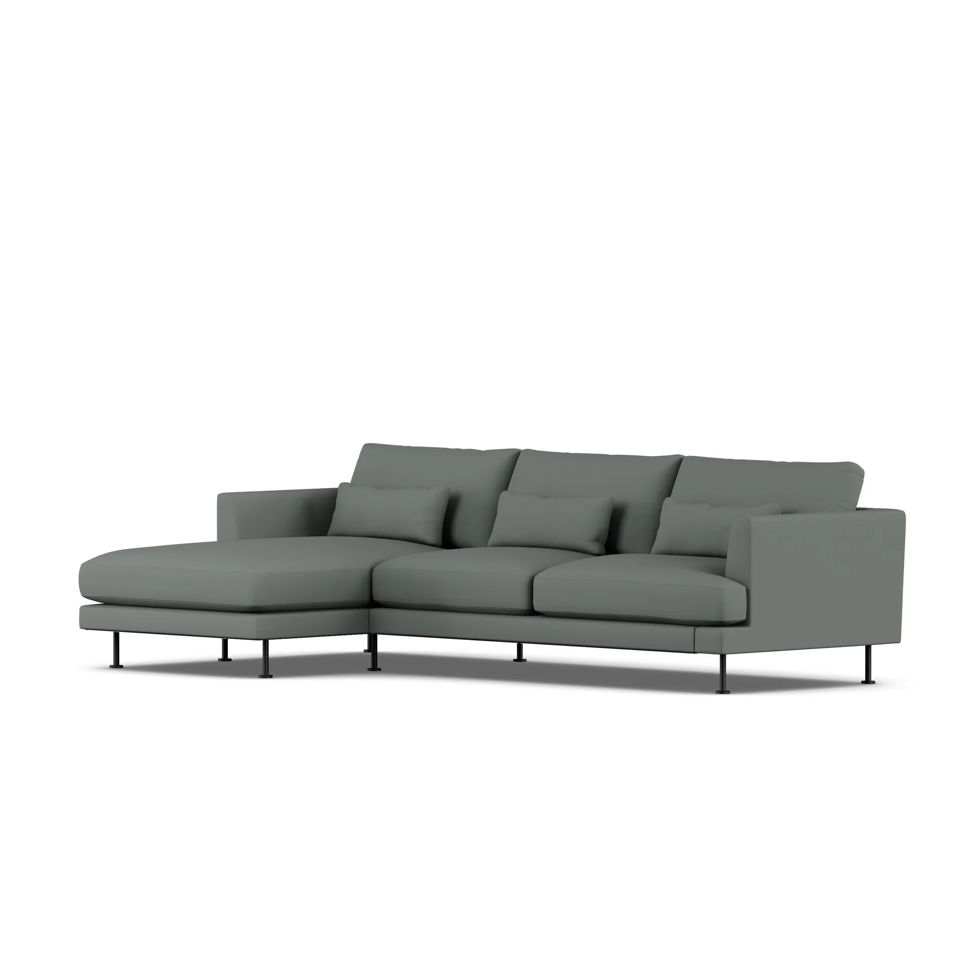 Bredhult soffa, Caleido Grey 1240-svart stål, 2,5-sits C2 1898