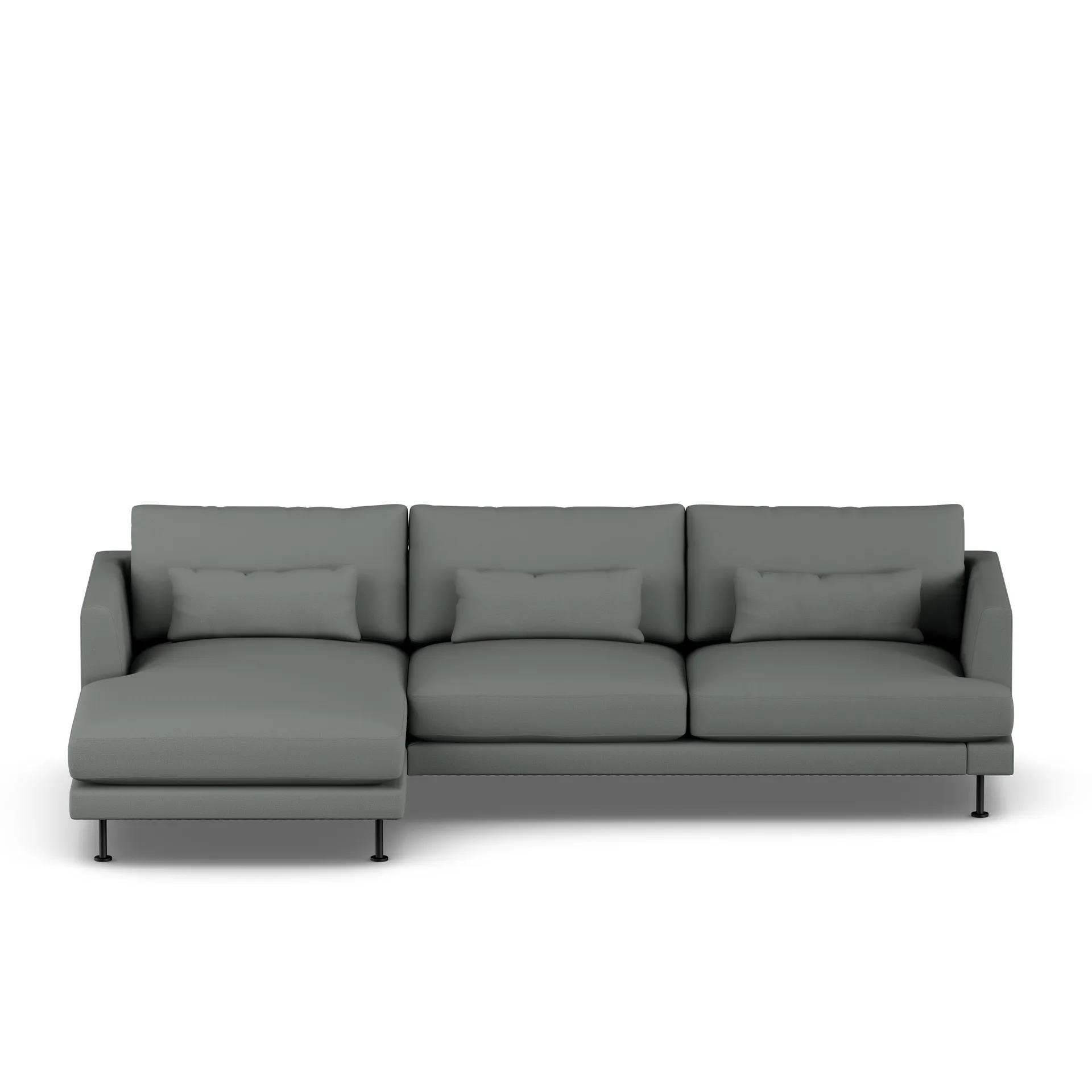 Bredhult soffa, Caleido Grey 1240-svart stål, 2,5-sits C2 1898