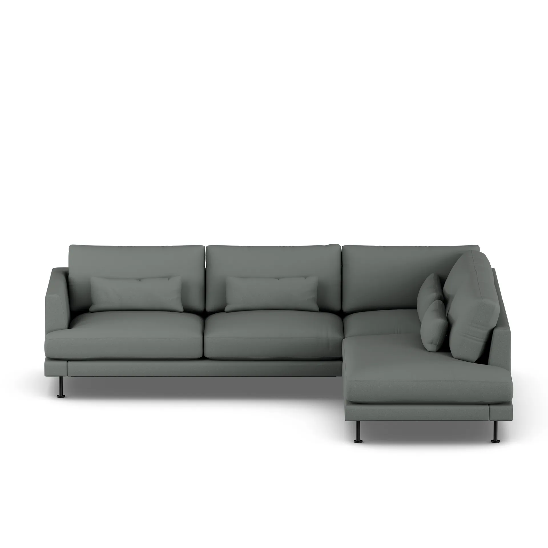 Bredhult soffa, Caleido Grey 1240-svart stål, 3-sits A1 1898