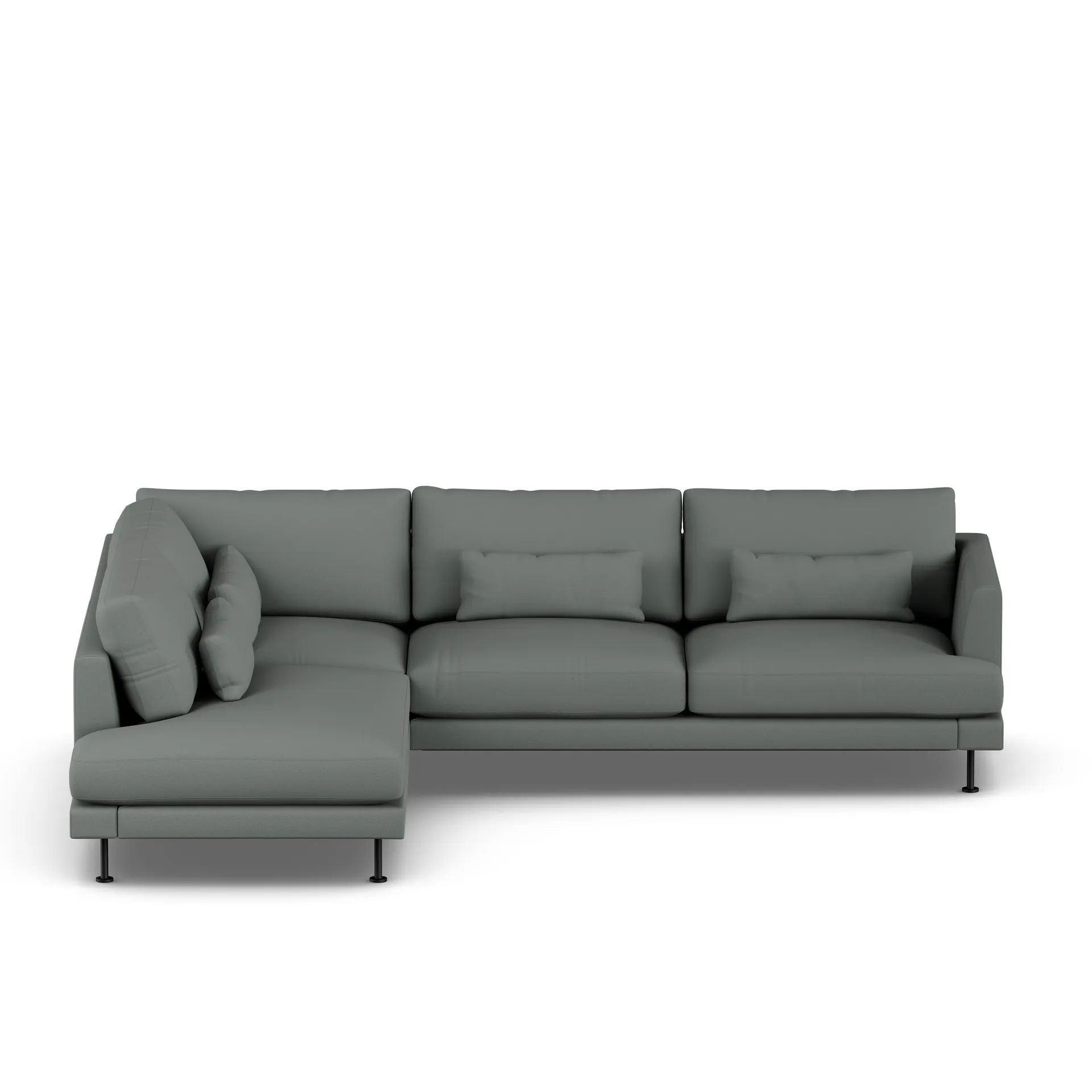 Bredhult soffa, Caleido Grey 1240-svart stål, 3-sits A2 1898