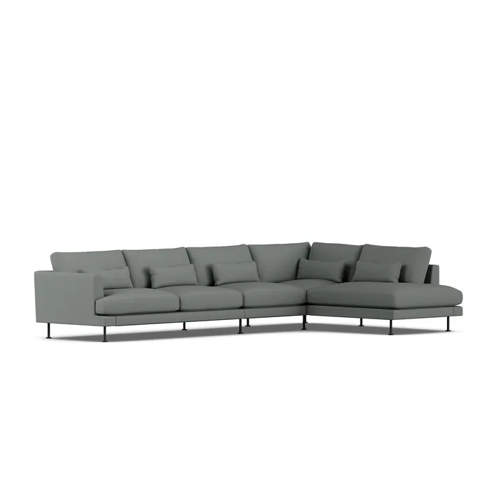 Bredhult soffa - Caleido Grey 1240-svart stål, 4-sits B1 - 1898