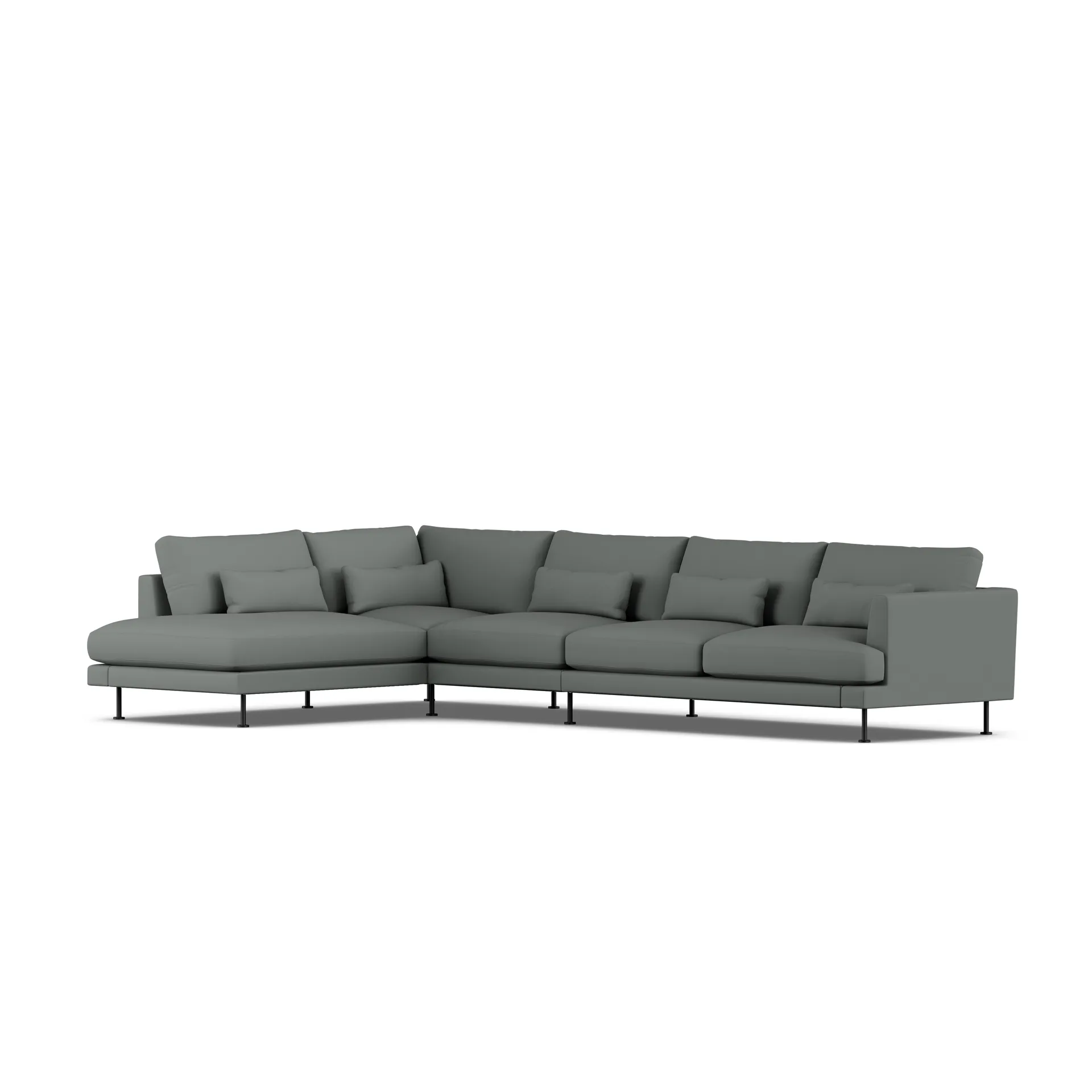 Bredhult soffa, Caleido Grey 1240-svart stål, 4-sits B2 1898