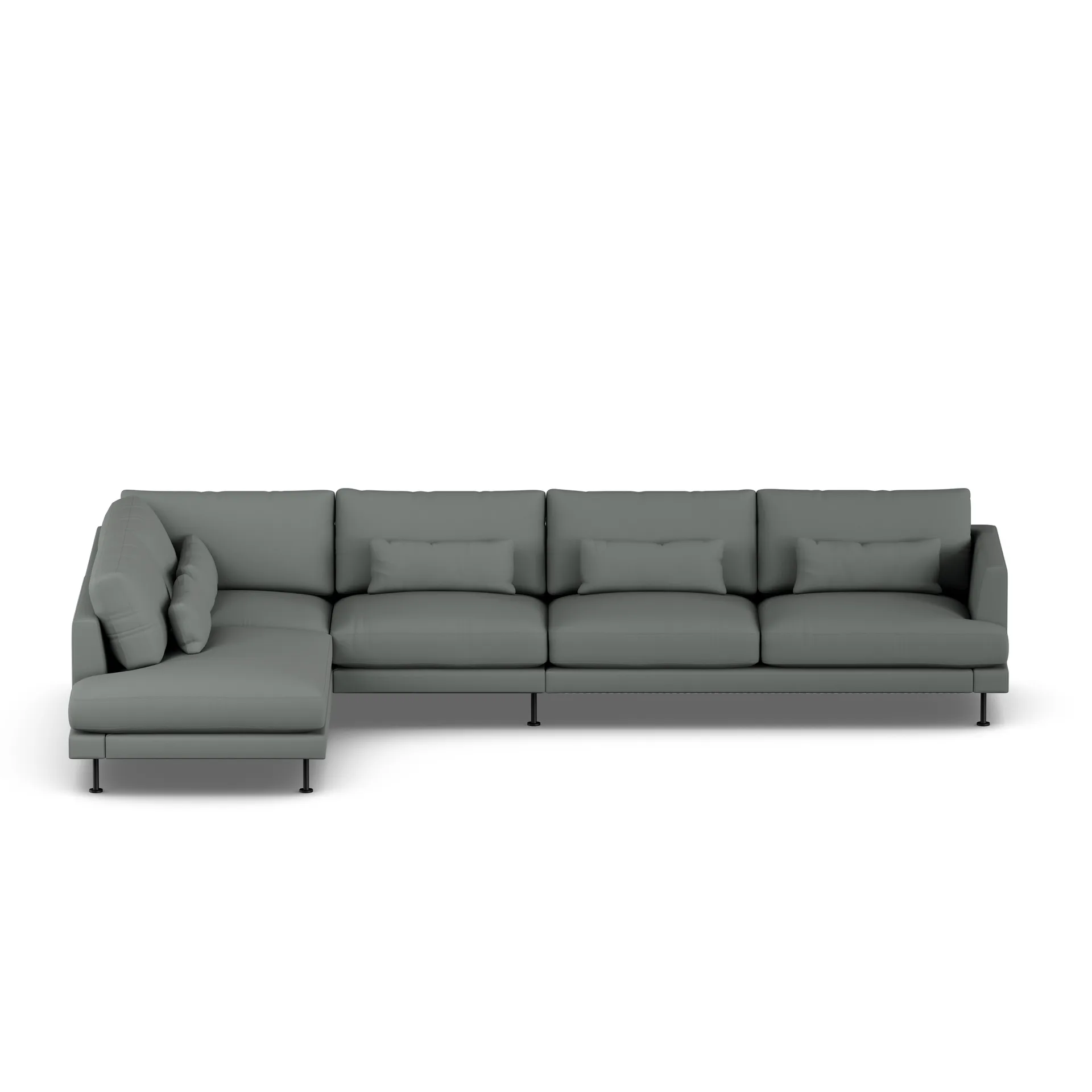 Bredhult soffa, Caleido Grey 1240-svart stål, 4-sits B2 1898