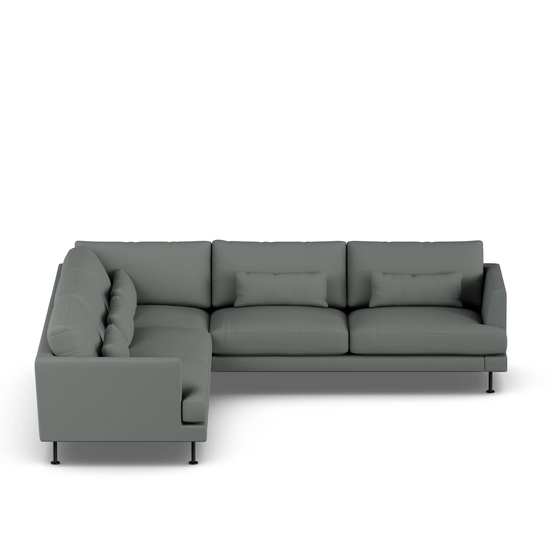 Bredhult soffa, Caleido Grey 1240-svart stål, hörnsoffa F 1898