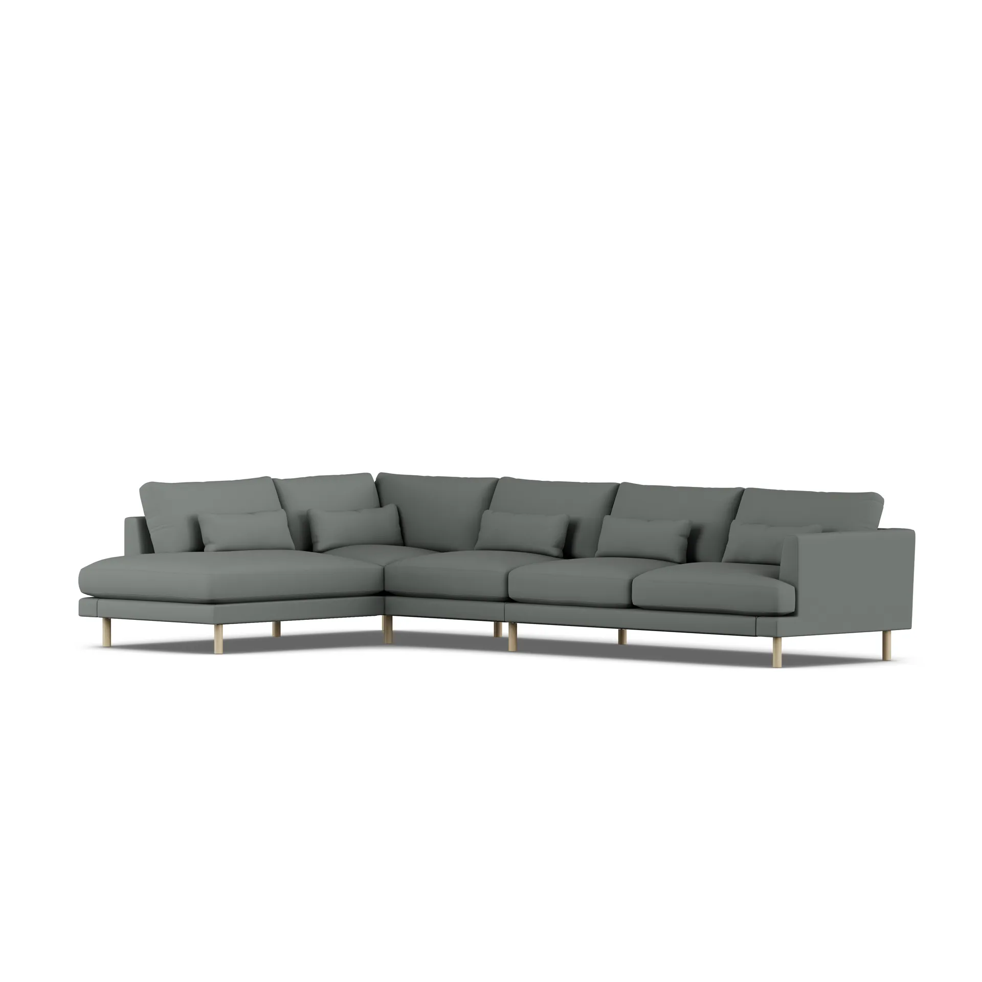 Bredhult soffa, Caleido Grey 1240-vitoljad ek, 4-sits B2 1898