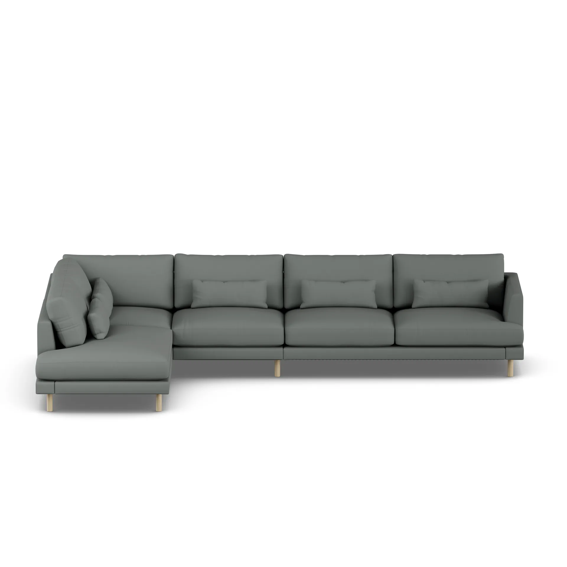 Bredhult soffa, Caleido Grey 1240-vitoljad ek, 4-sits B2 1898