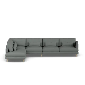 Bredhult soffa - Caleido Grey 1240-vitoljad ek, 4-sits B2 - 1898
