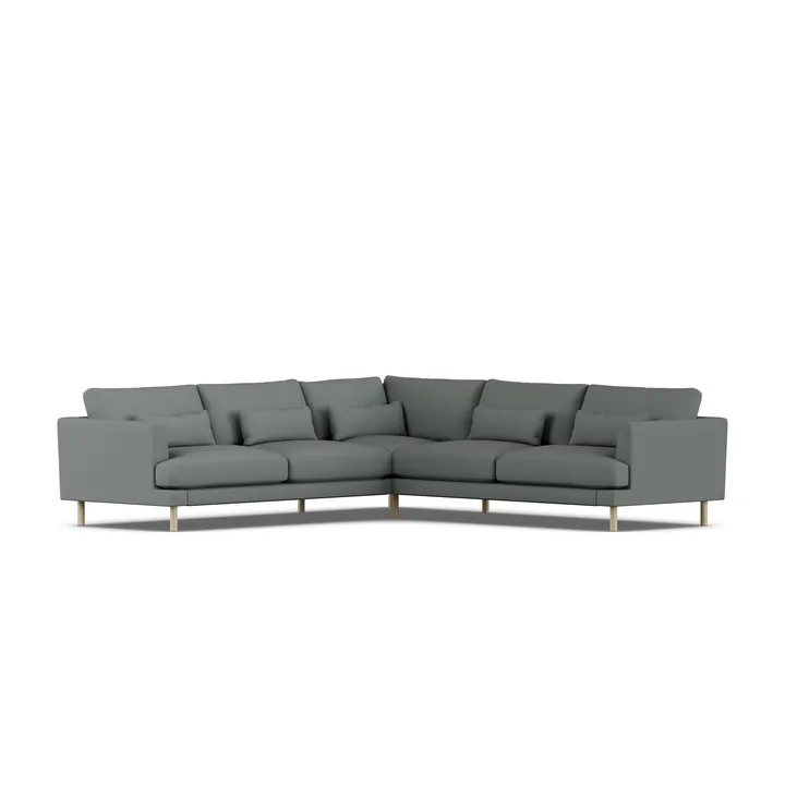 Bredhult soffa - Caleido Grey 1240-vitoljad ek, hörnsoffa F - 1898