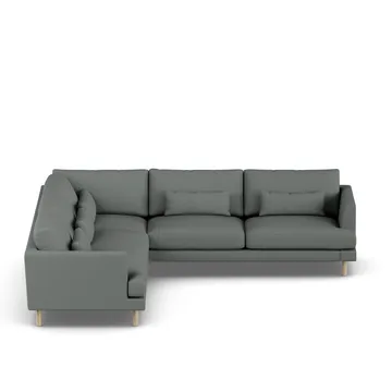 Bredhult soffa - Caleido Grey 1240-vitoljad ek, hörnsoffa F - 1898