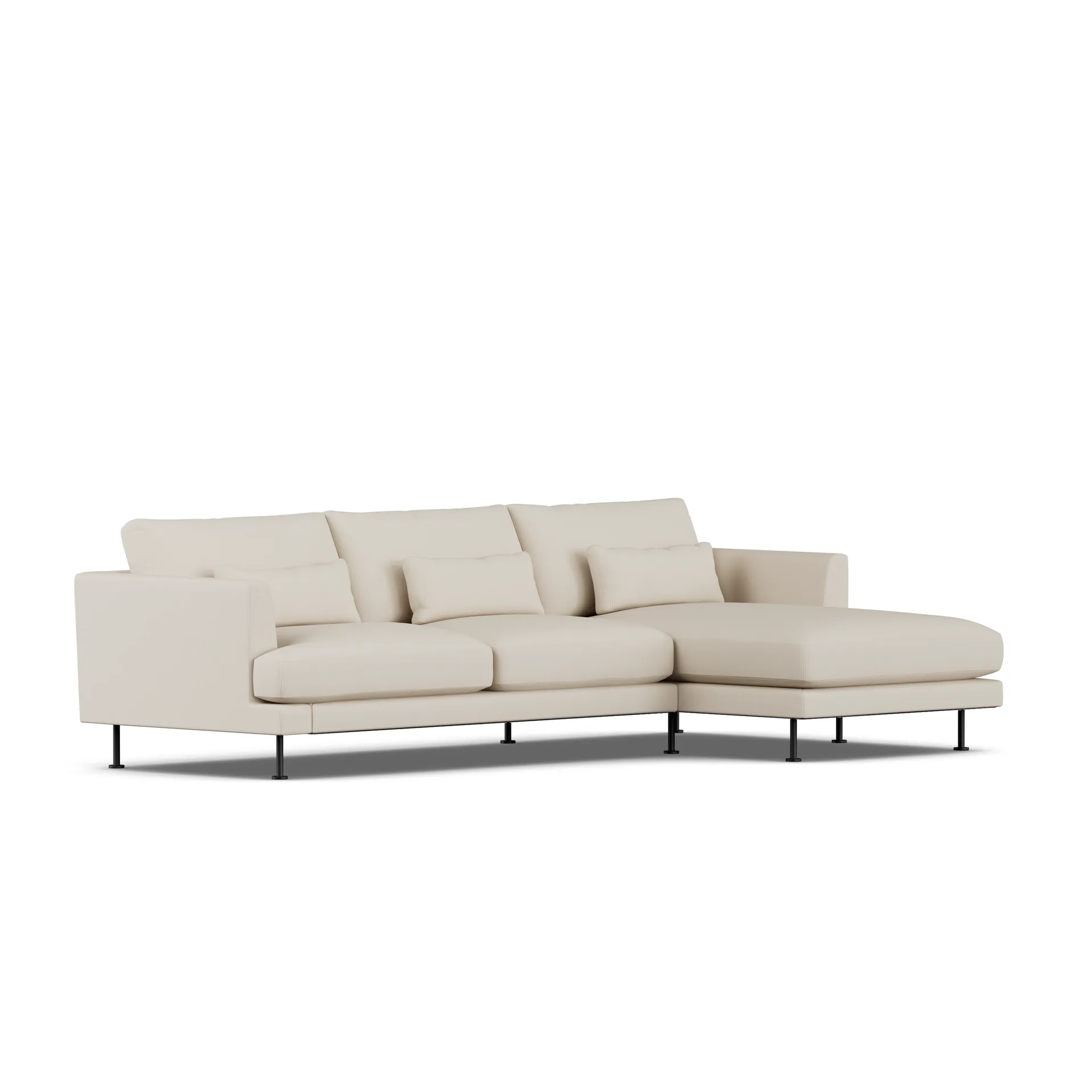 Bredhult soffa, Jump Beige 1956-svart stål, 2,5-sits C1 1898