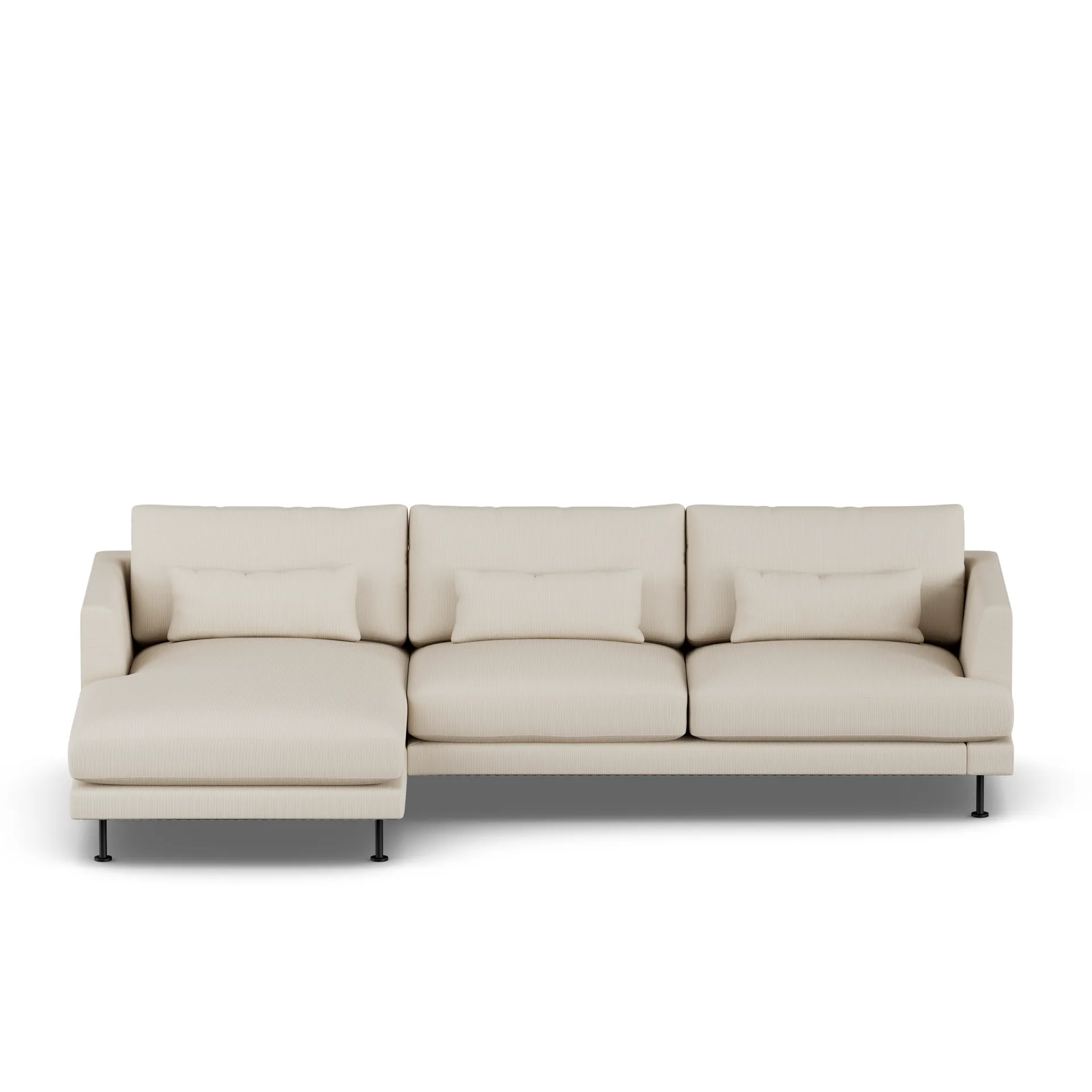 Bredhult soffa, Jump Beige 1956-svart stål, 2,5-sits C2 1898