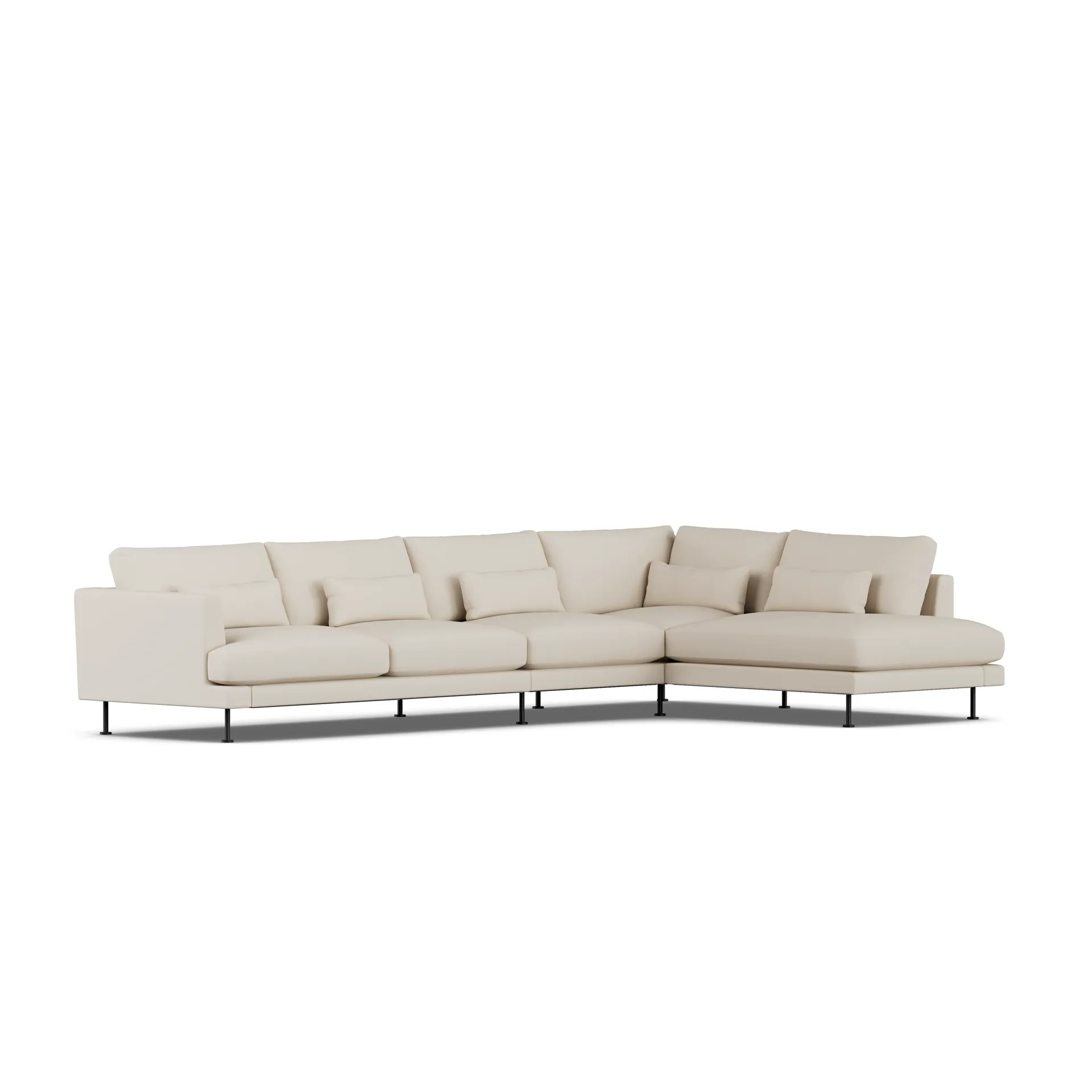 Bredhult soffa, Jump Beige 1956-svart stål, 4-sits B1 1898