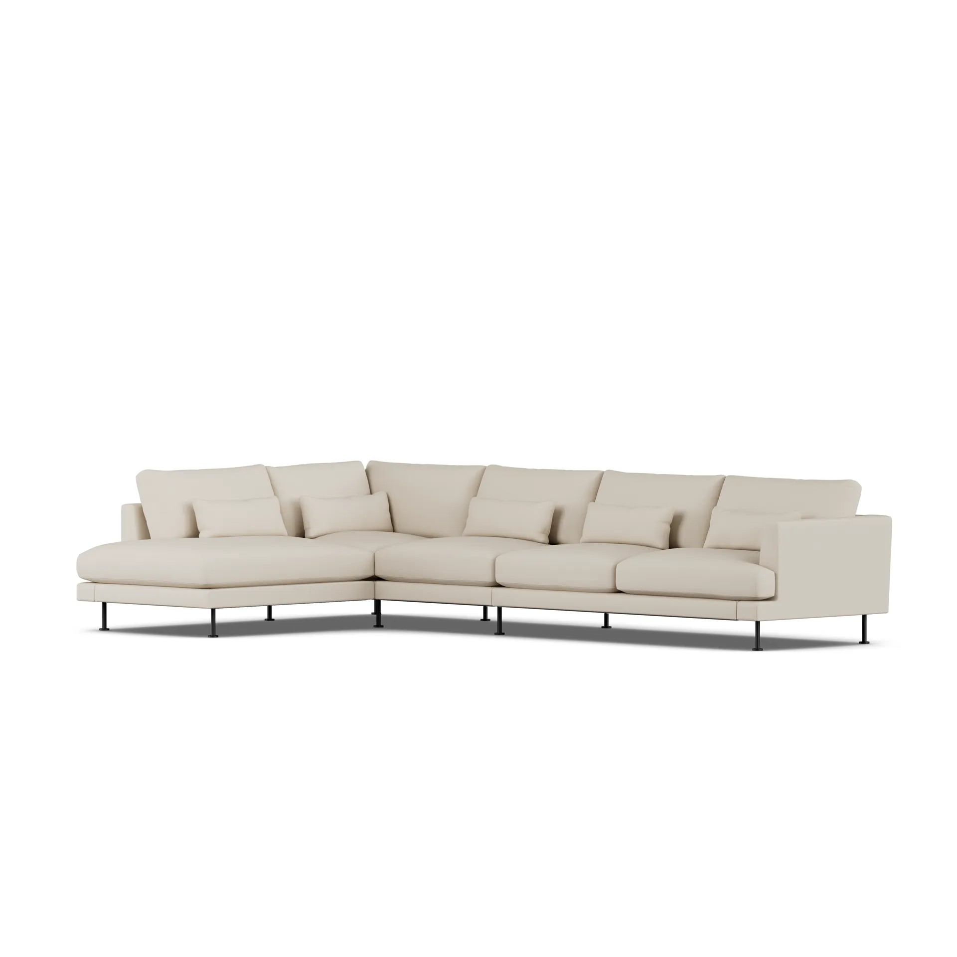 Bredhult soffa, Jump Beige 1956-svart stål, 4-sits B2 1898