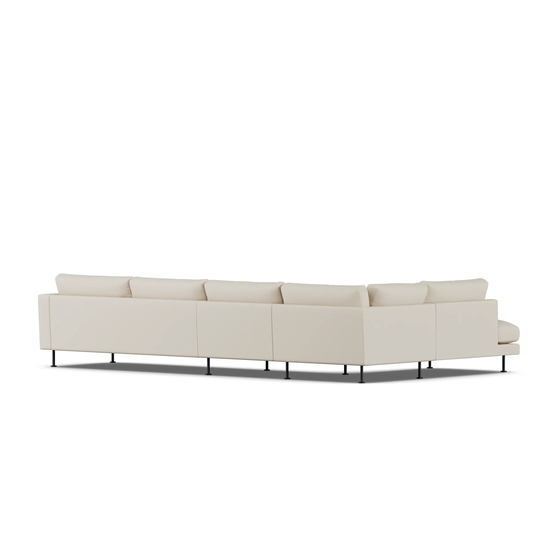 Bredhult soffa, Jump Beige 1956-svart stål, 4-sits B2 1898