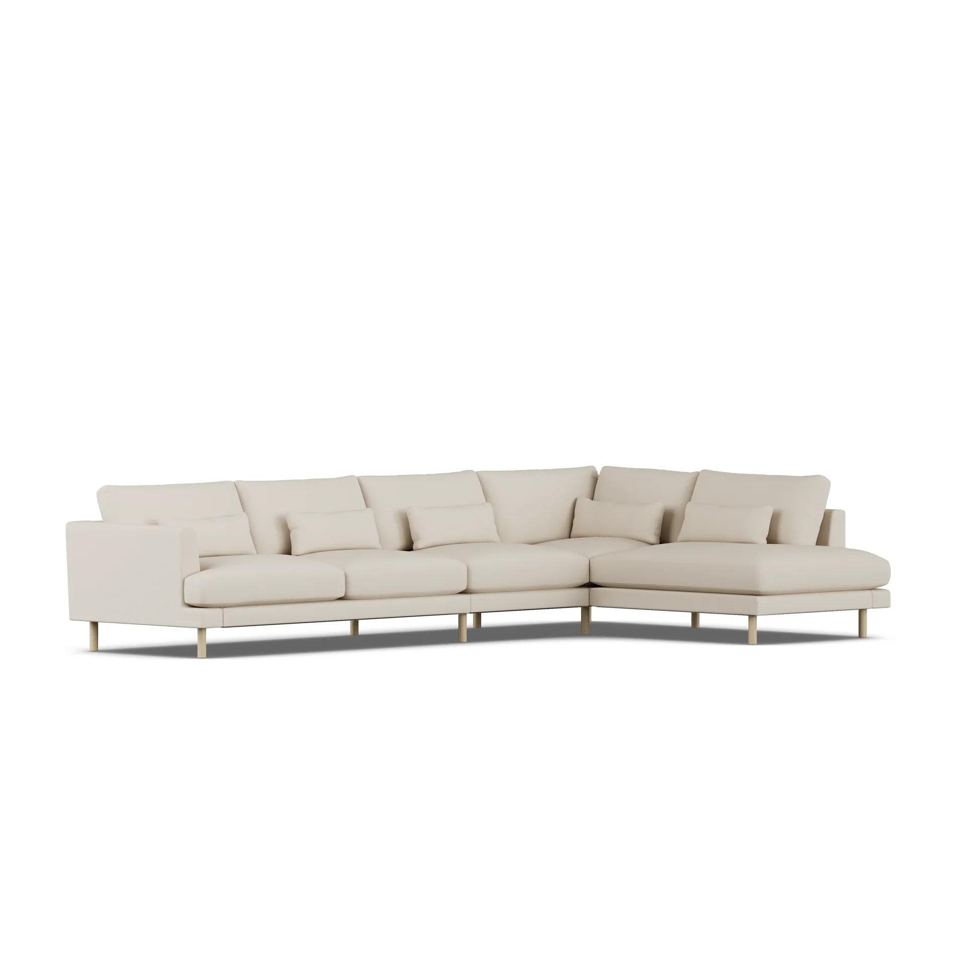 Bredhult soffa, Jump Beige 1956-vitoljad ek, 4-sits B1 1898