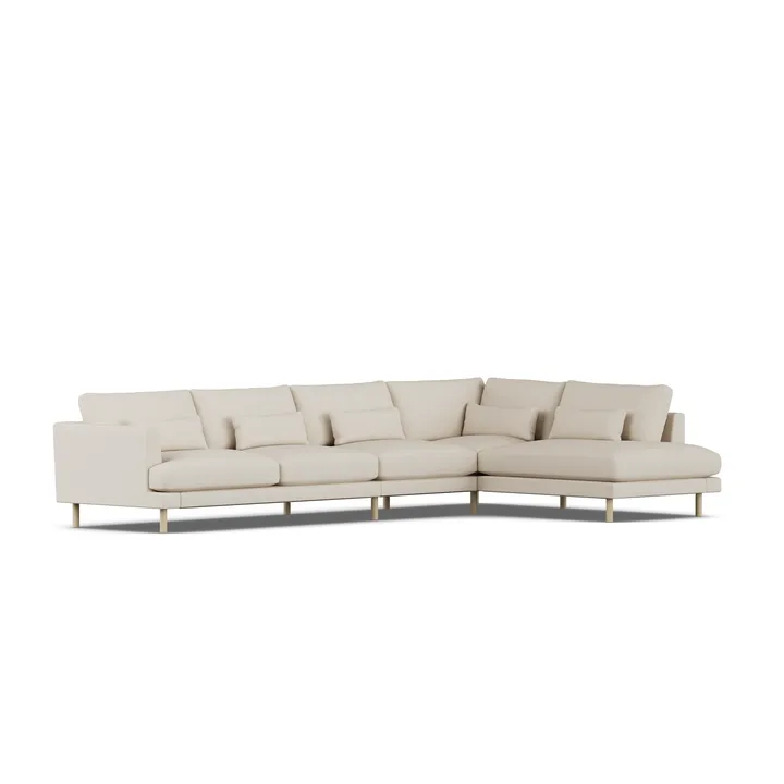 Bredhult soffa - Jump Beige 1956-vitoljad ek, 4-sits B1 - 1898