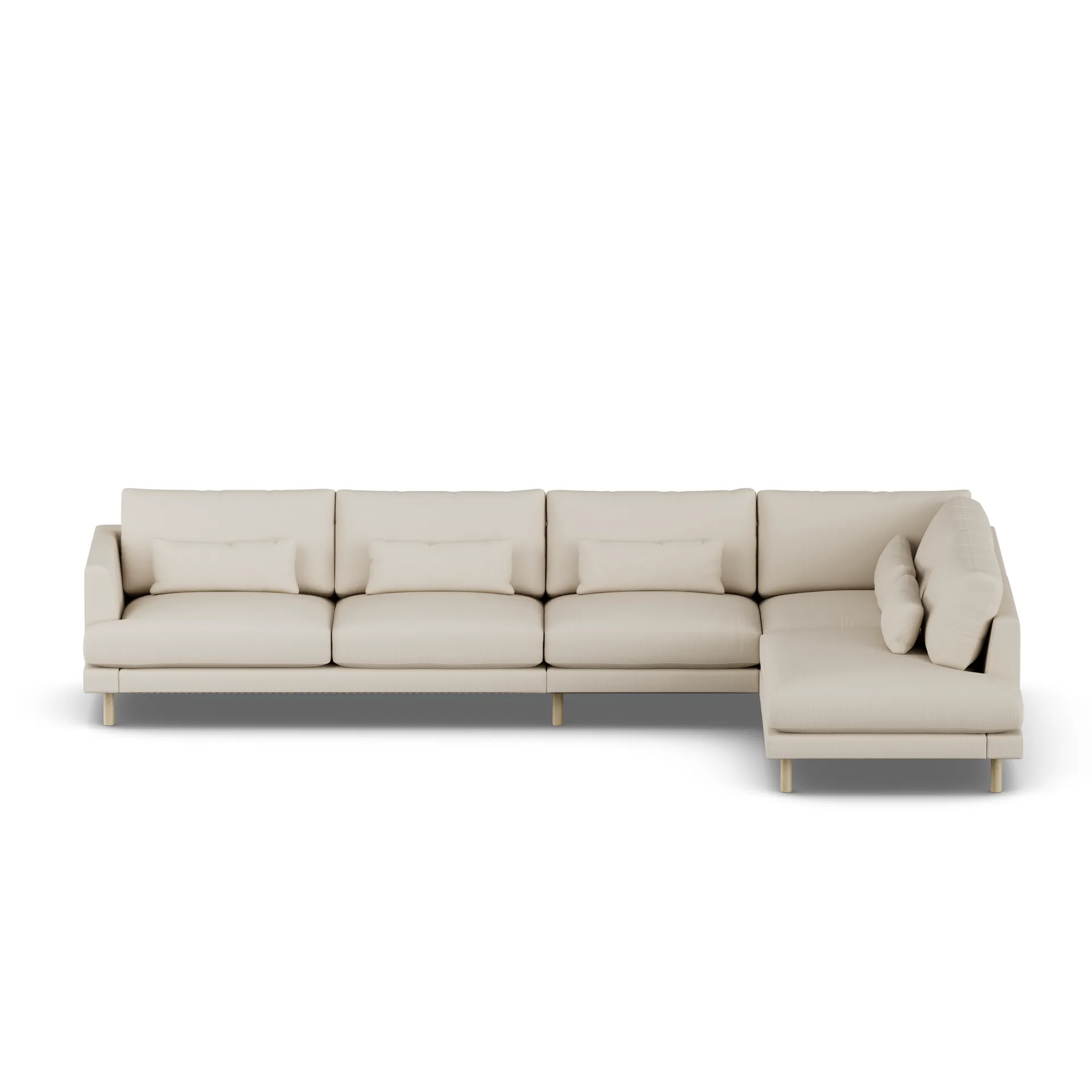 Bredhult soffa, Jump Beige 1956-vitoljad ek, 4-sits B1 1898