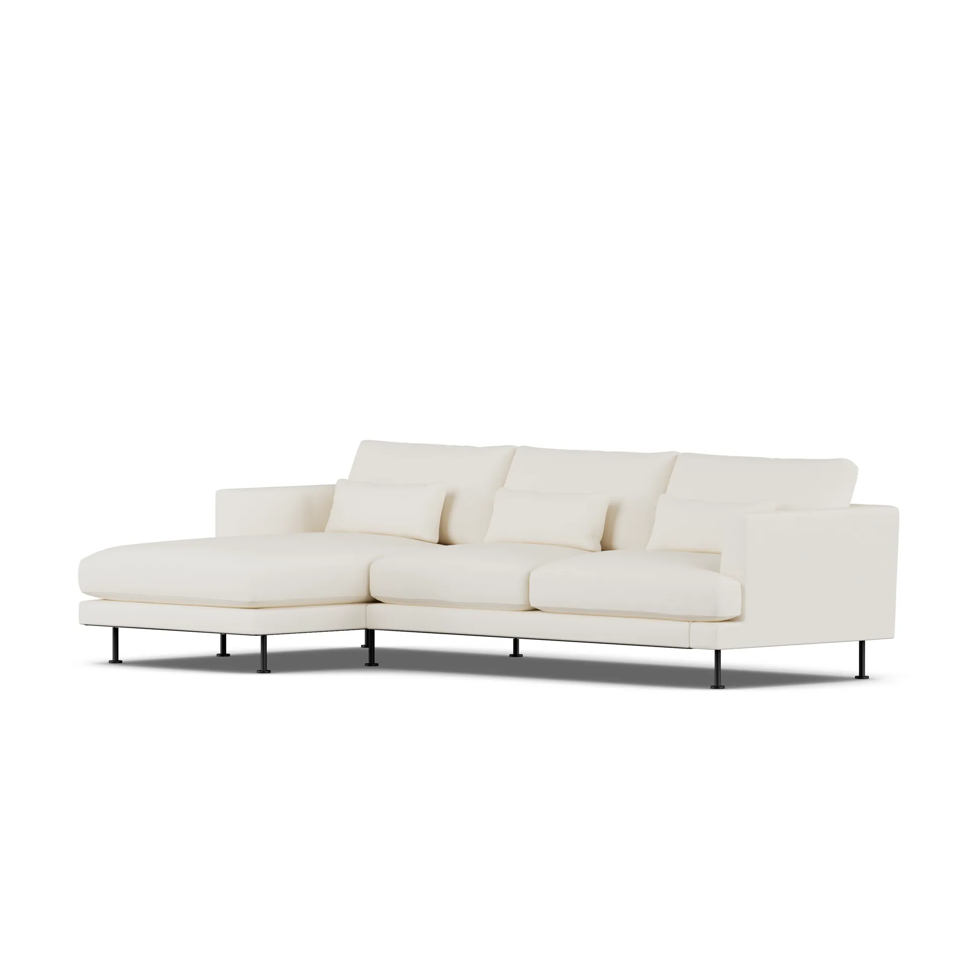 Bredhult soffa, Jump Off White 1954-svart stål, 2,5-sits C2 1898