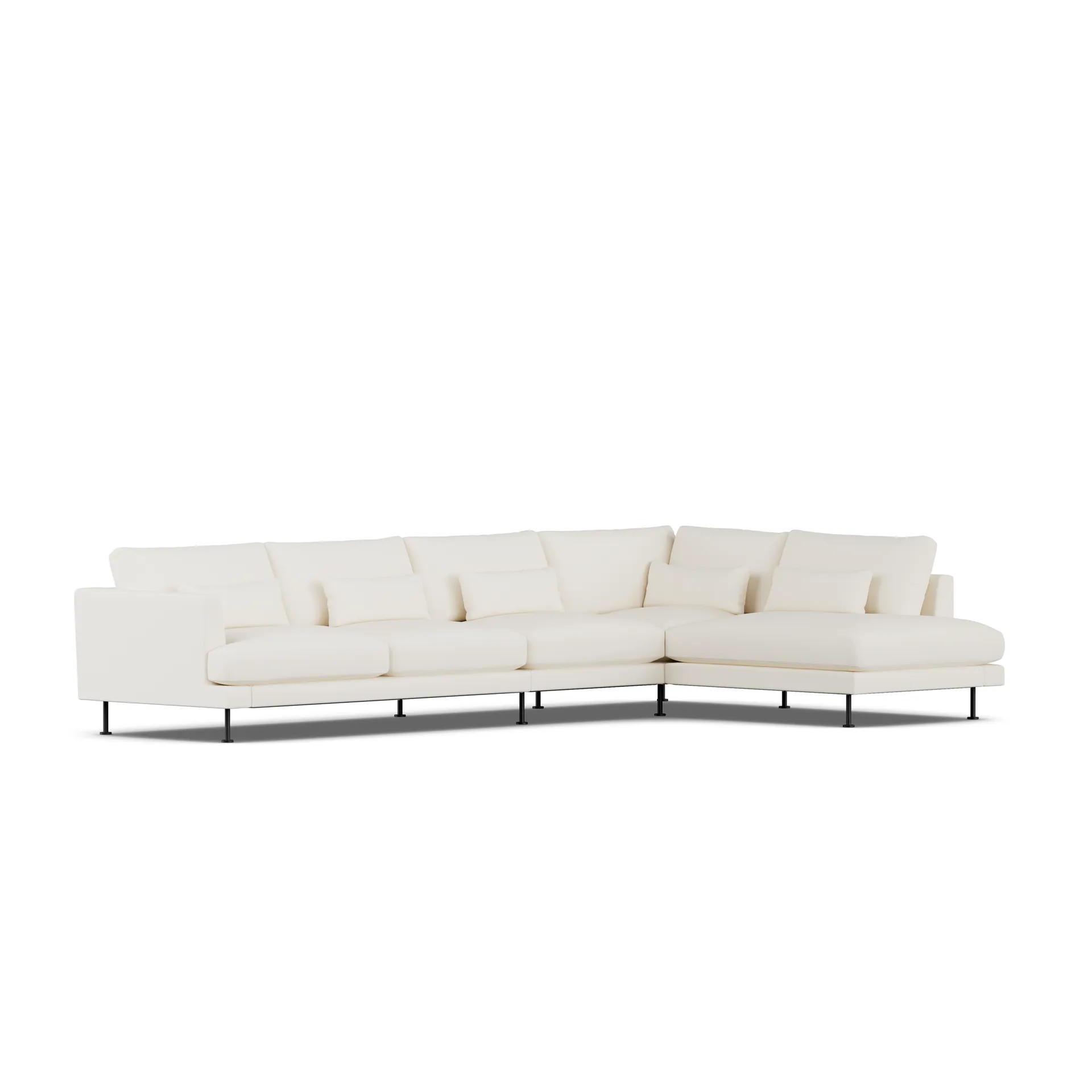 Bredhult soffa, Jump Off White 1954-svart stål, 4-sits B1 1898