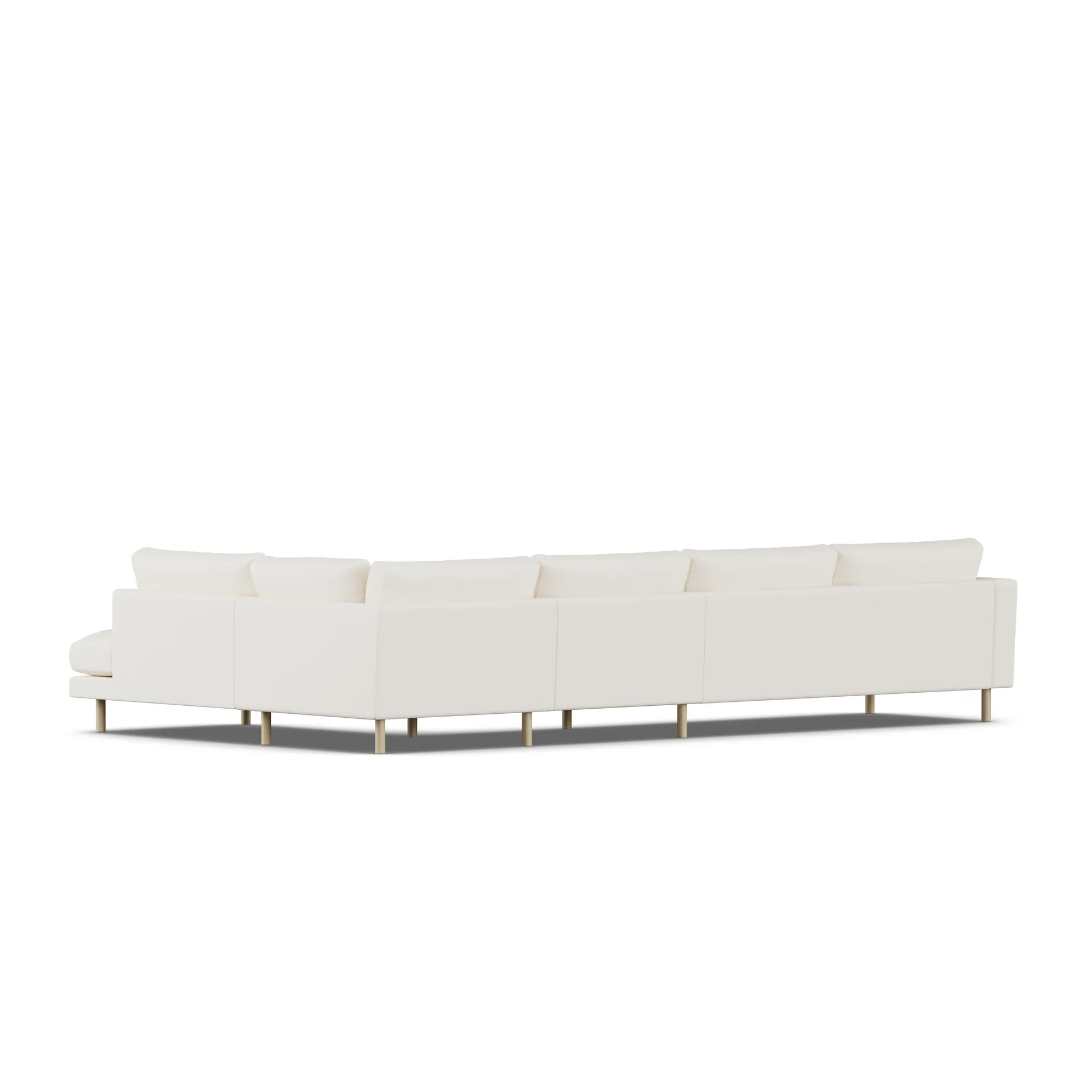 Bredhult soffa, Jump Off White 1954-vitoljad ek, 4-sits B1 1898