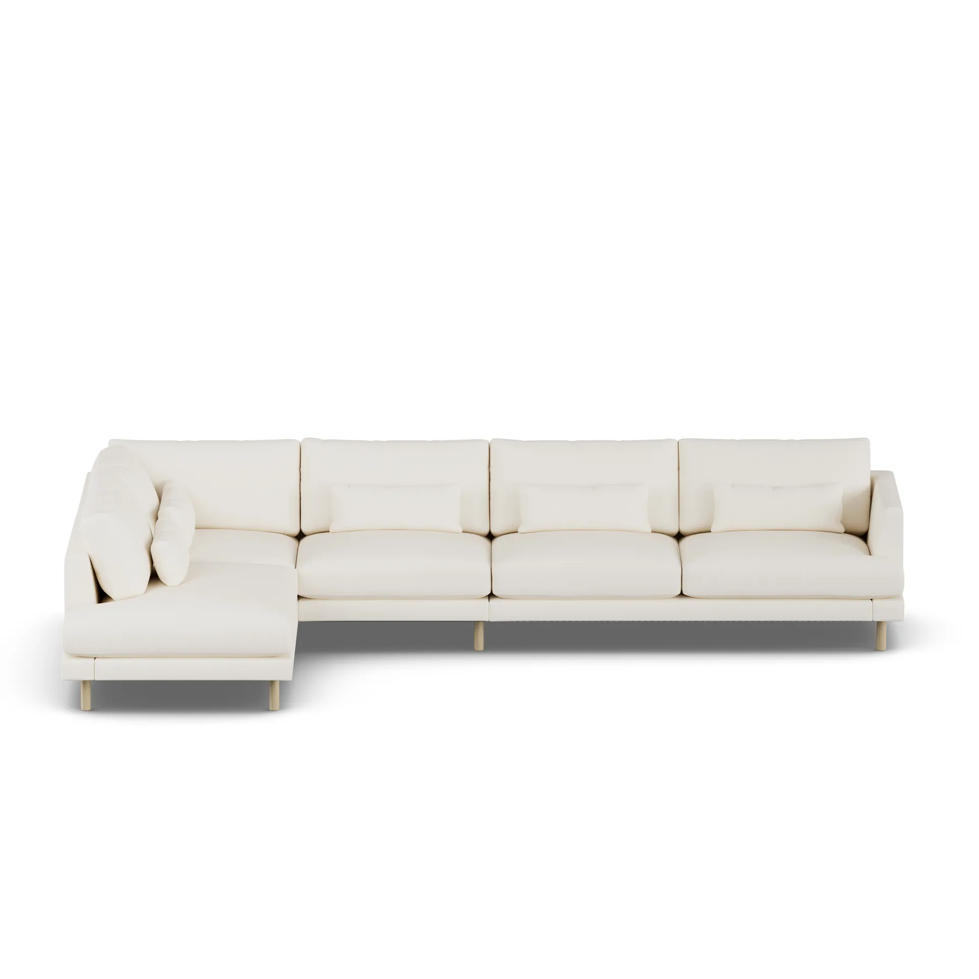 Bredhult soffa, Jump Off White 1954-vitoljad ek, 4-sits B2 1898