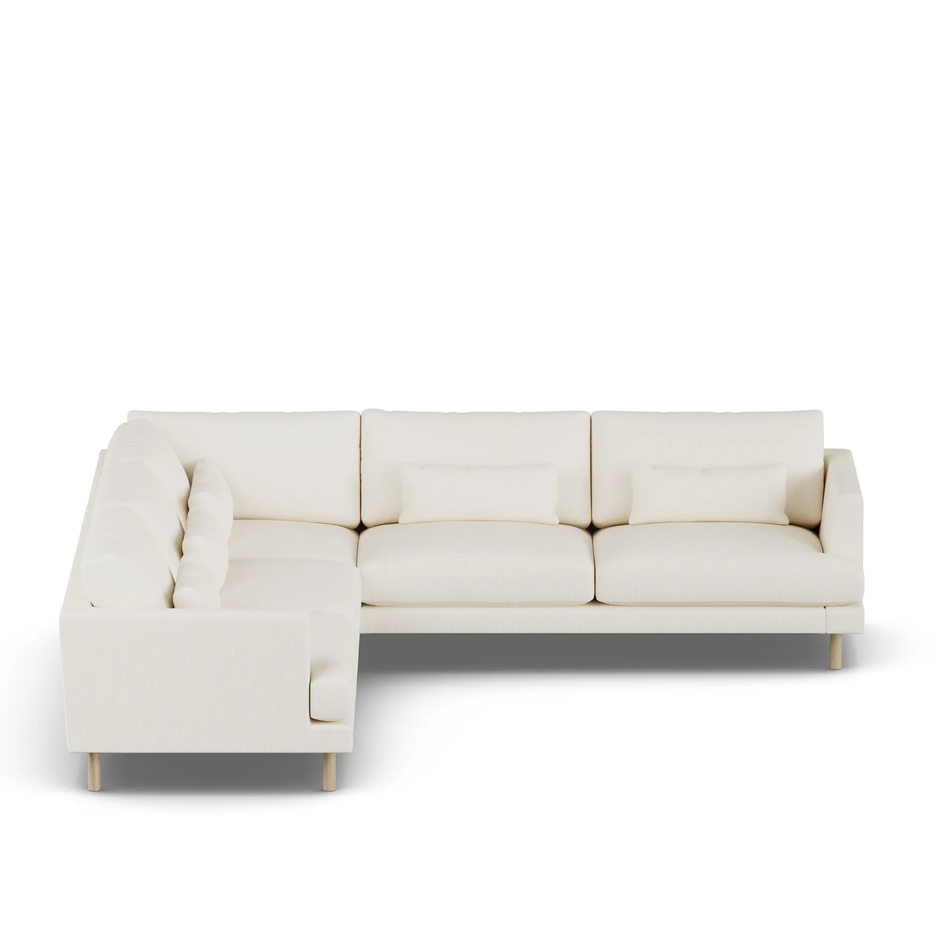 Bredhult soffa, Jump Off White 1954-vitoljad ek, hörnsoffa F 1898