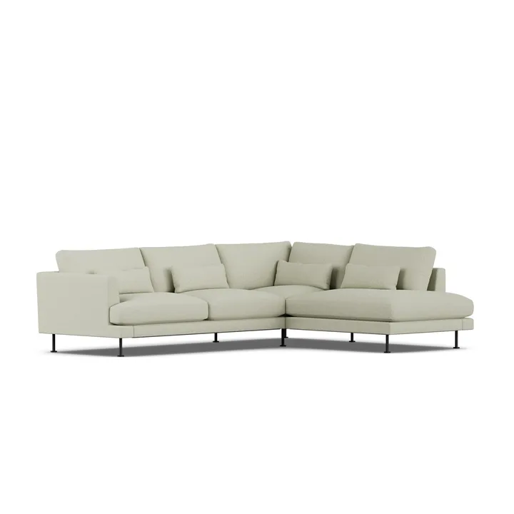 Bredhult soffa - Luiza Beige 3981-svart stål, 3-sits A1 - 1898