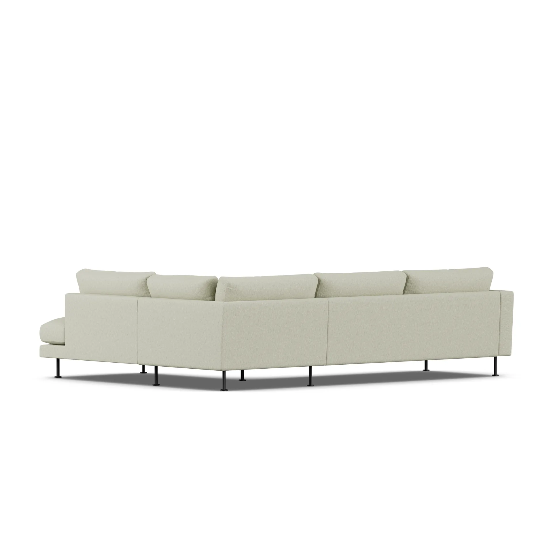Bredhult soffa, Luiza Beige 3981-svart stål, 3-sits A1 1898